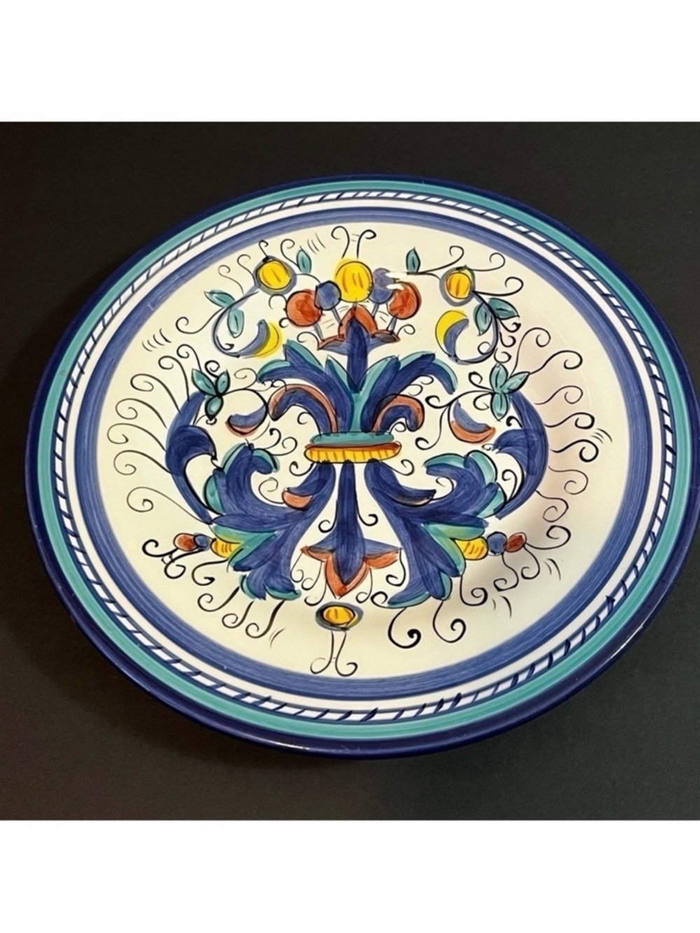Tabletops Lifestyles Florenza Salad Plate Hand Painted Multicolor Blue Floral